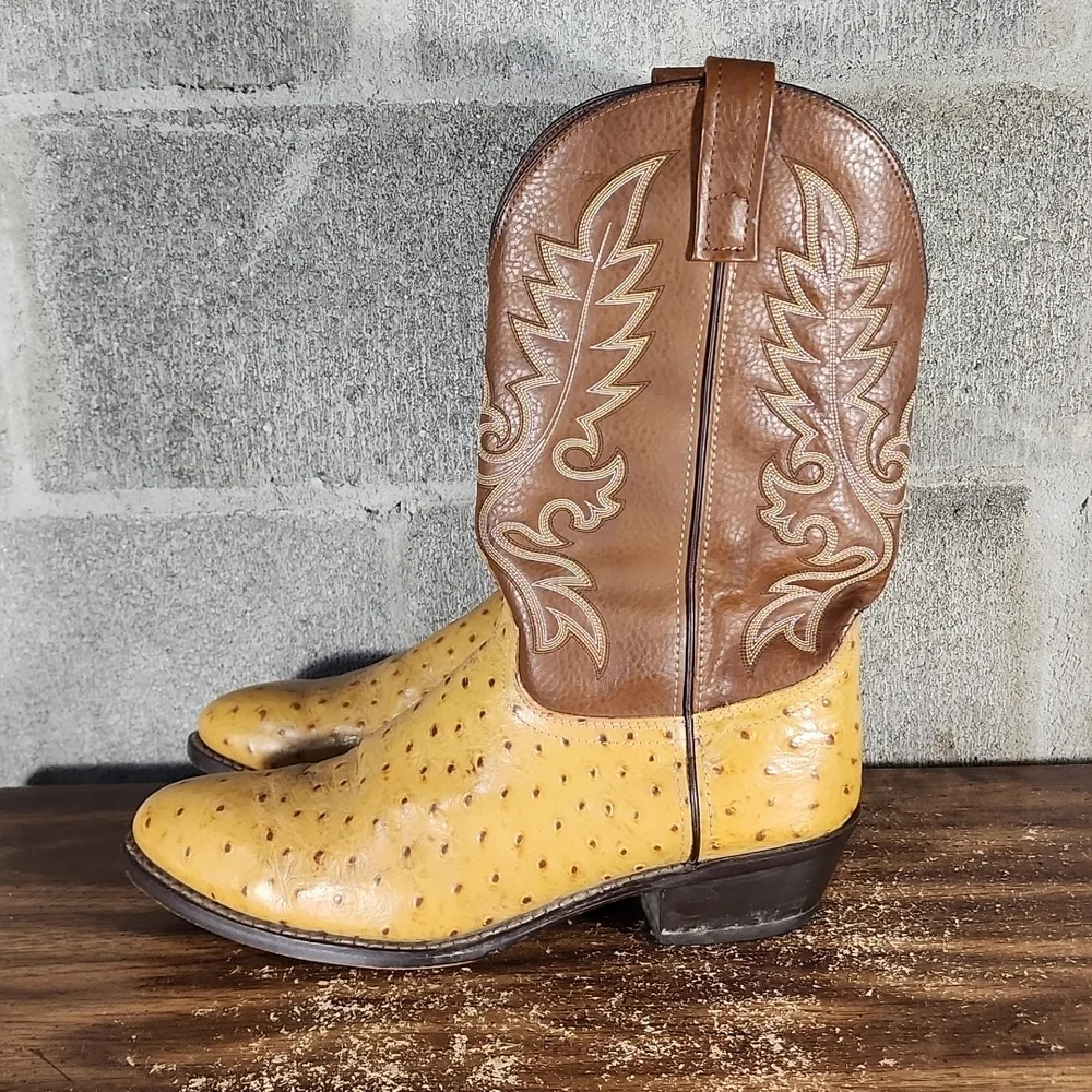 Vintage Laredo Cowboy Ostrich Boots Mens Size 12EW Model# 69032